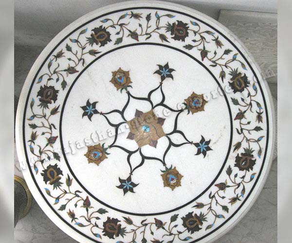 White Marble Inlay Table Tops Suppliers