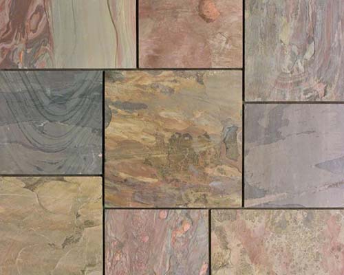 Multi Pink Slate Floor Tiles from India